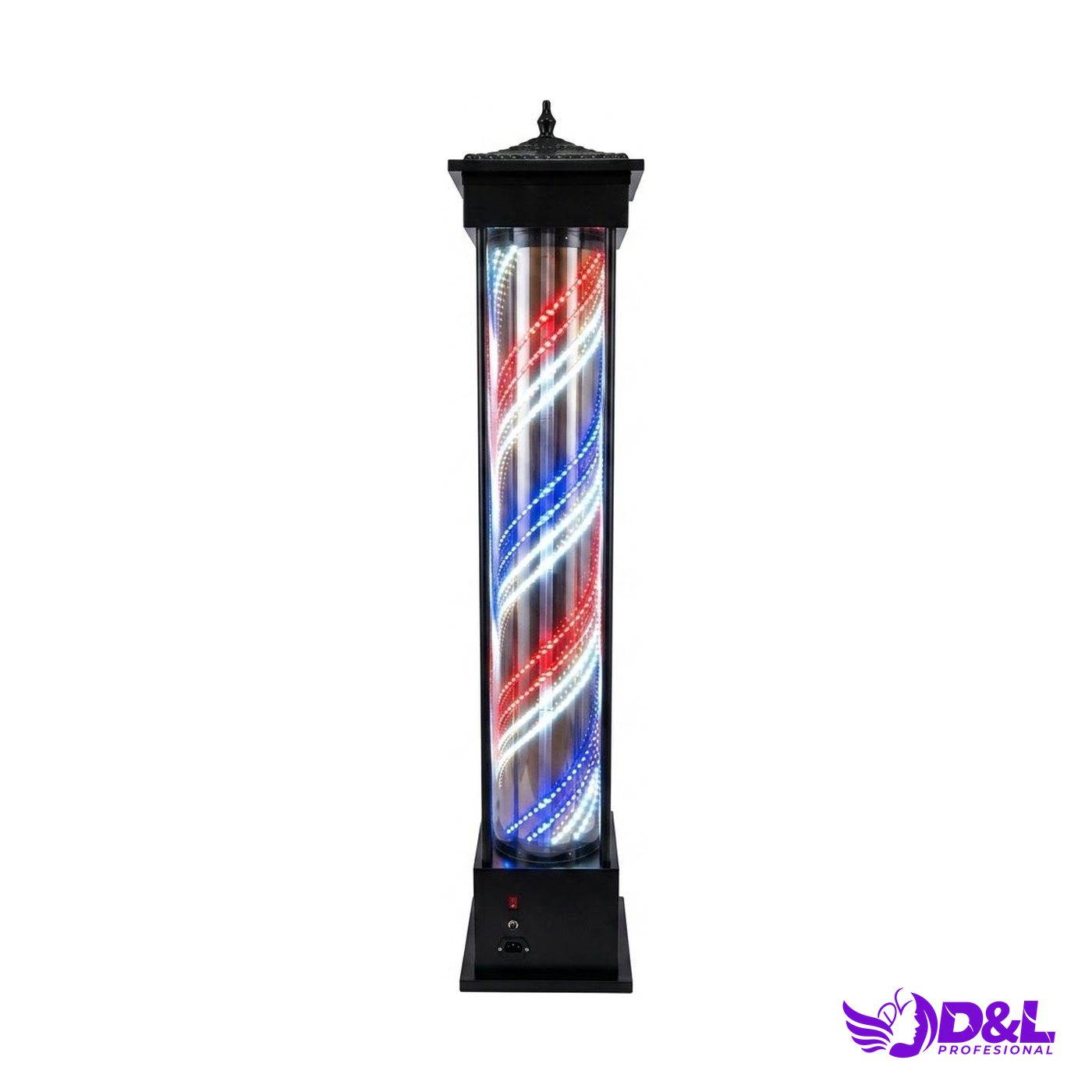 Lámpara Pole 190 cm, base negro, rosa dorado led
