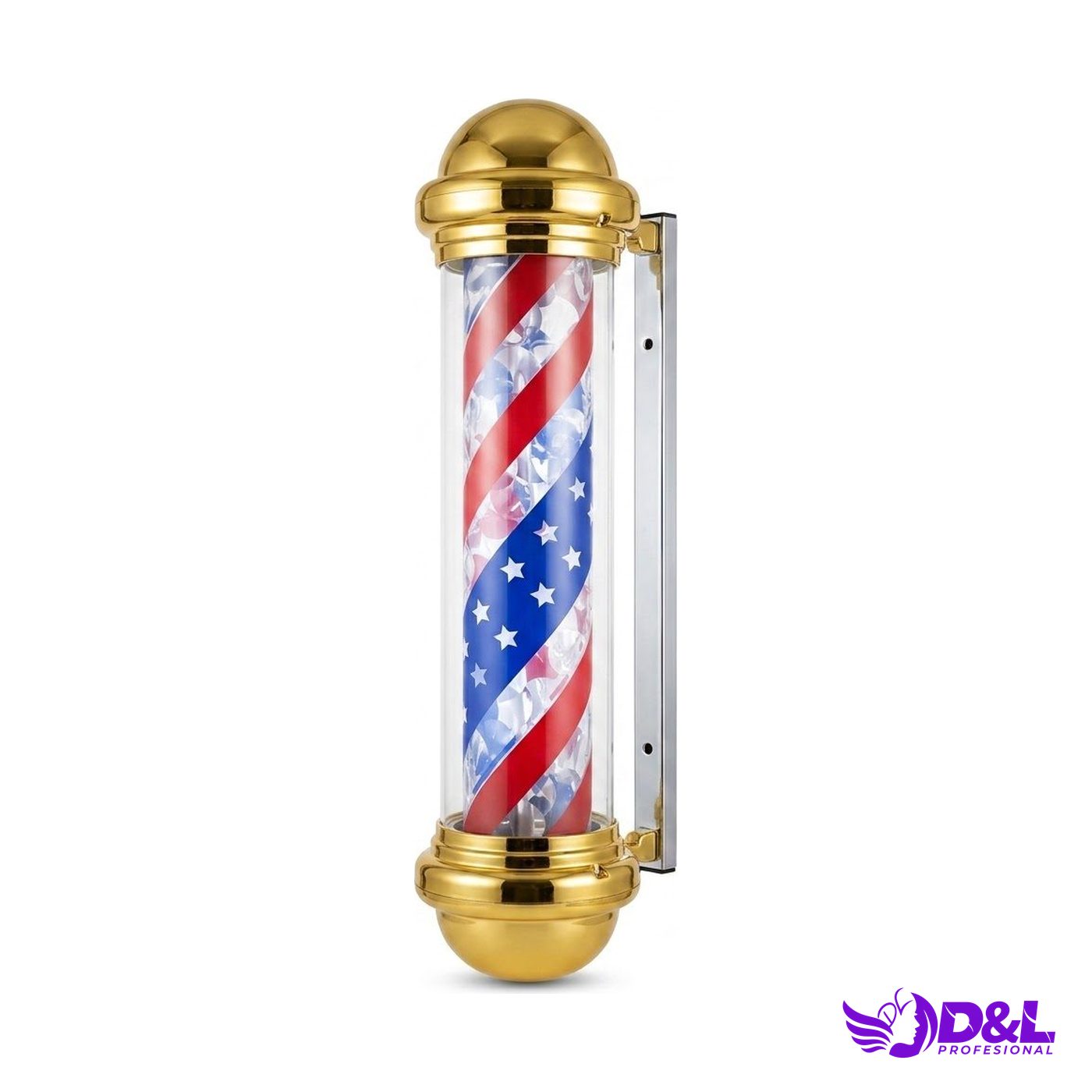 Lámpara Pole 90 cm, base dorado, bandera americana brillante delgado, sin bola