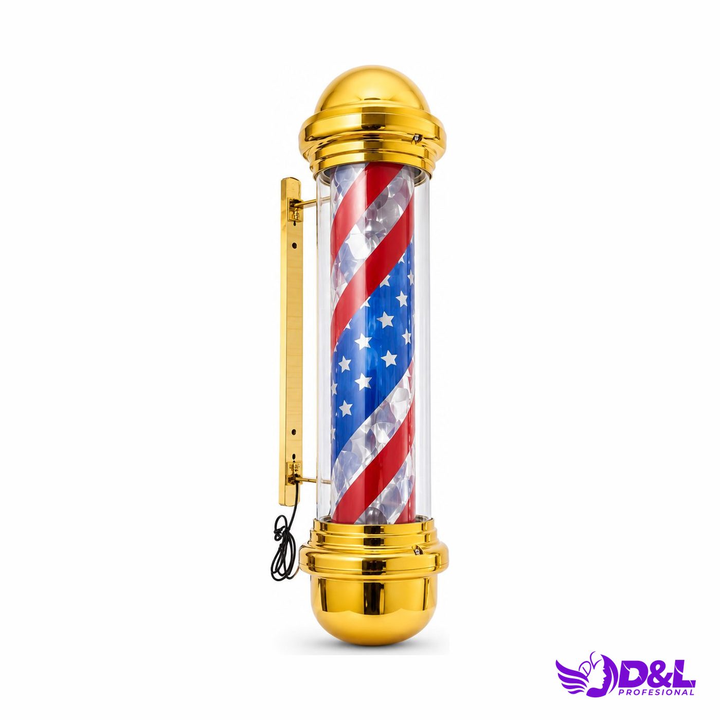 Lámpara Pole 90 cm, base dorado, bandera americana brillante delgado, sin bola 2