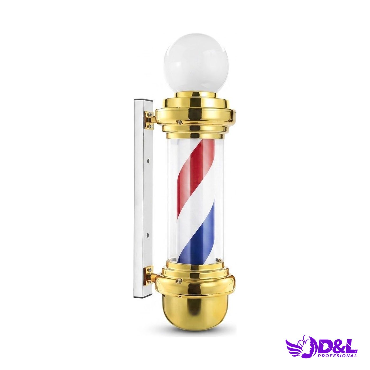 Lámpara Pole 90 cm, base dorado, clásico (rojo, blanco y azul), con bola