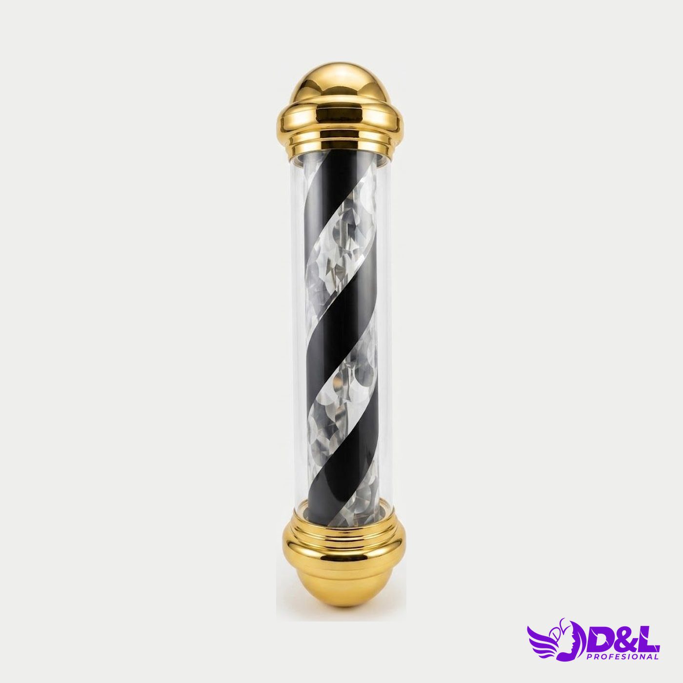 Lámpara Pole 90 cm, base dorado, negro y blanco brillante delgado, sin bola