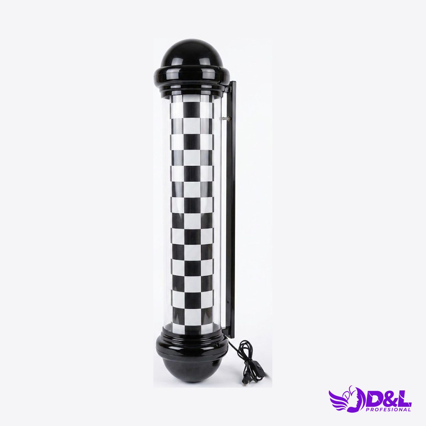 Lámpara Pole 90 cm, base negro, ajedrez (blanco y negro), sin bola