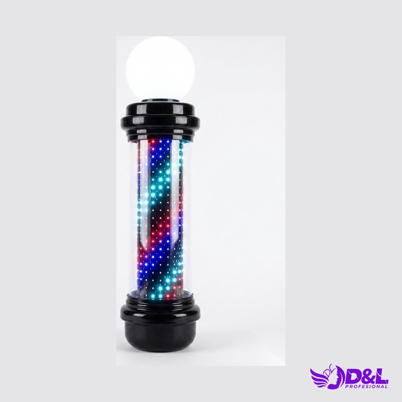 Lámpara Pole 90 cm, base negro, led multicolor, con bola