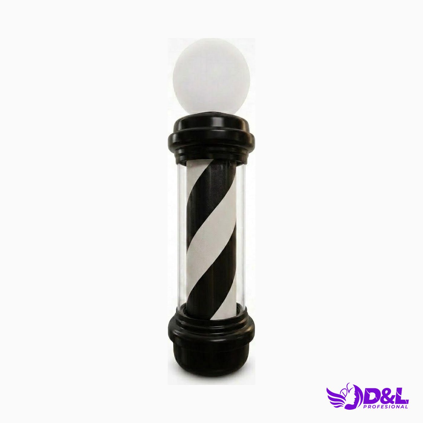 Lámpara Pole 90 cm, base negro, negro y blanco, con bola