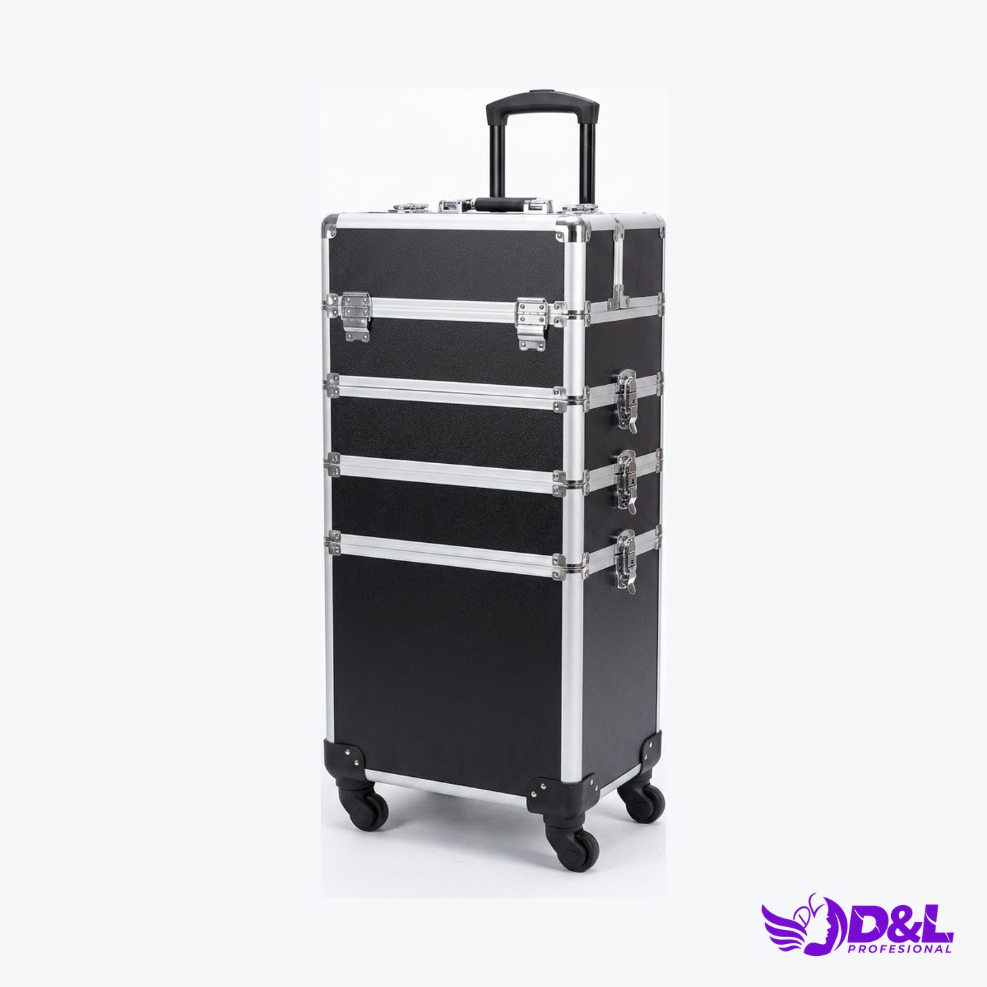 Maleta Organizador de Maquillaje Granulado 4 en 1 Negro