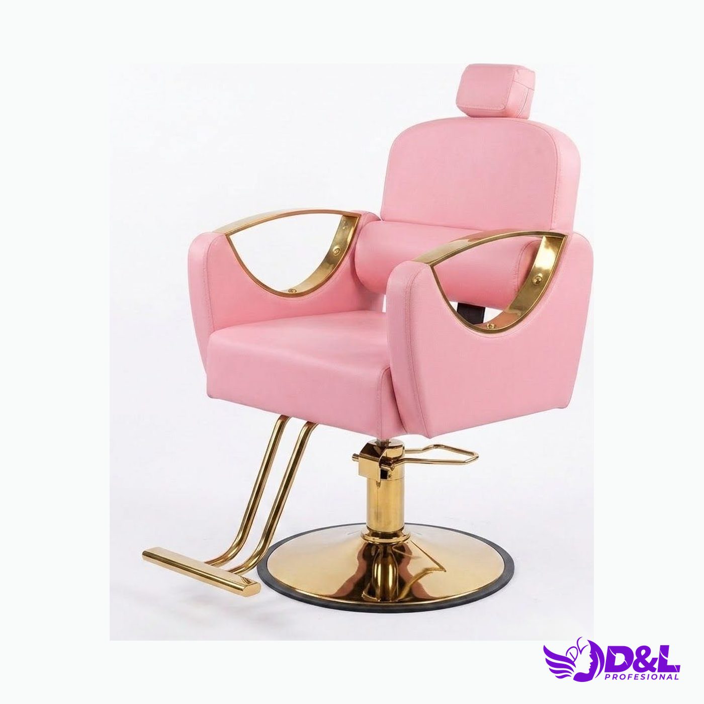Silla de Peluquería Hidráulica Rosa Pastel con Cabecera Desmontable