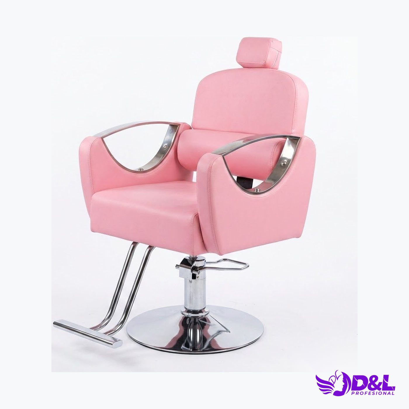 Silla de Peluquería Hidráulica Rosa Pastel con Cabecera Desmontable
