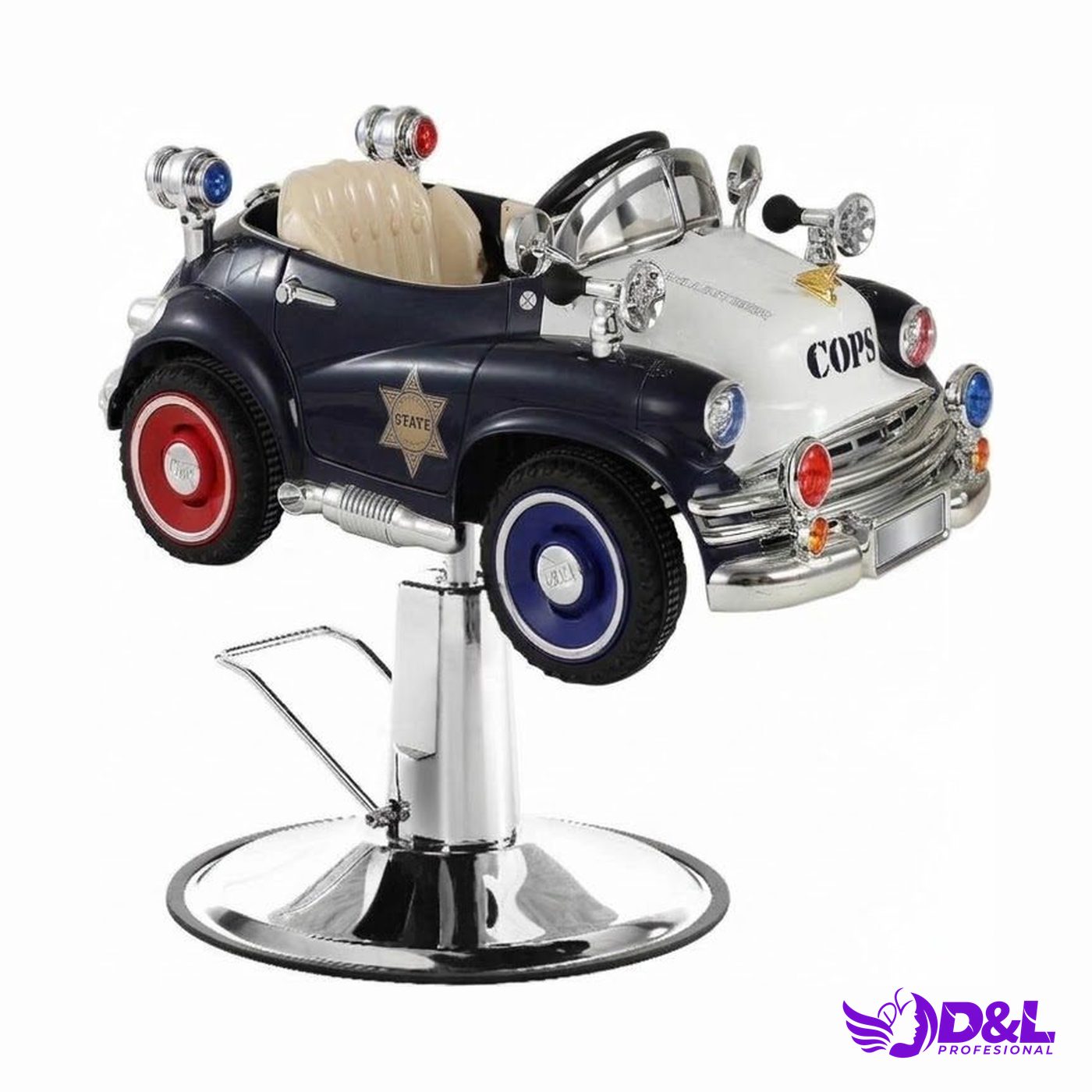 Carrito de Barbería Infantil Patrulla Clásica Azul Marino y Blanco