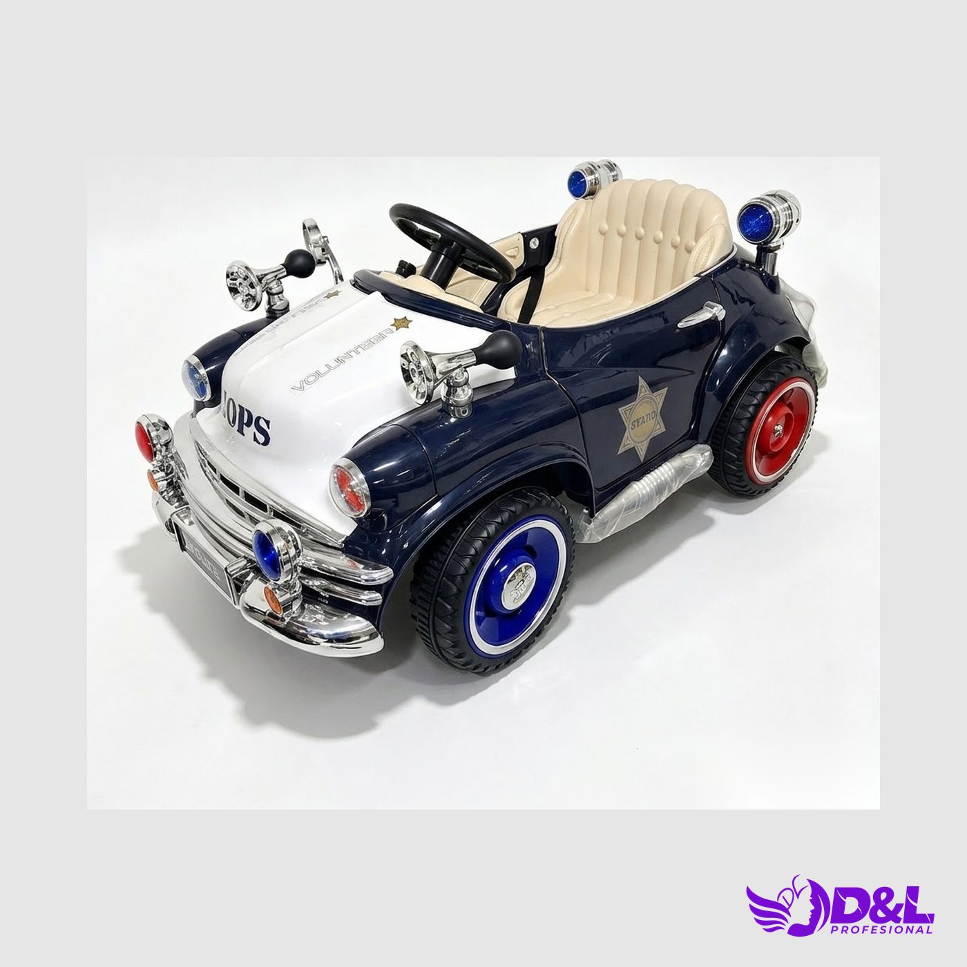 Carrito de Barbería Infantil Patrulla Clásica Azul Marino y Blanco 2