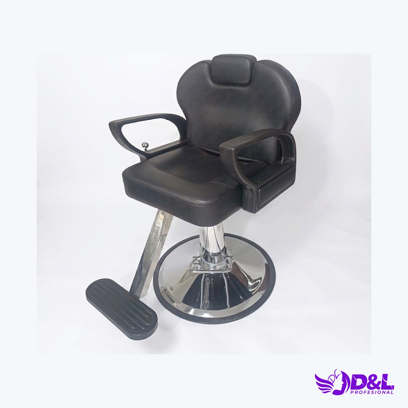Silla de Corte y Maquillaje Negra con Posapié Metálico Rígido