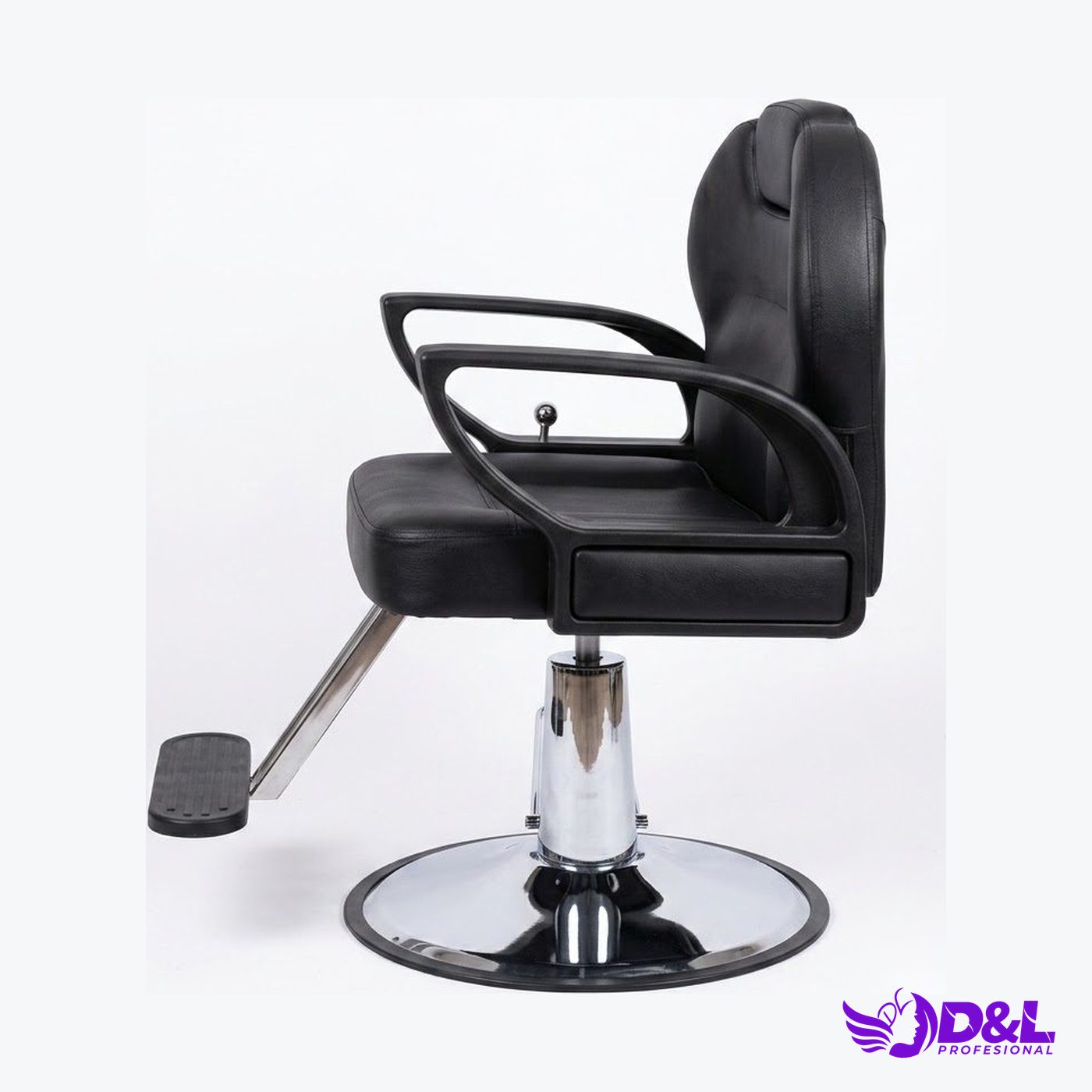 Silla de Corte y Maquillaje Negra con Posapié Metálico Rígido 2