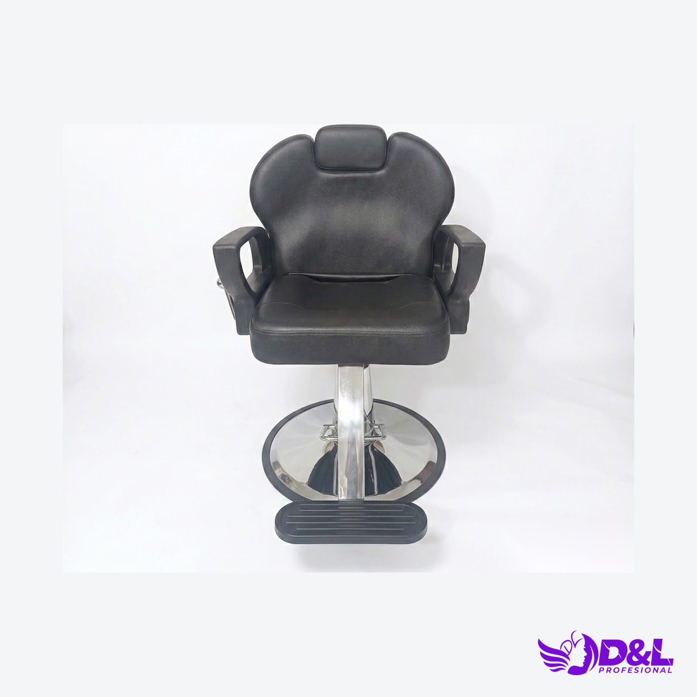 Silla de Corte y Maquillaje Negra con Posapié Metálico Rígido 3