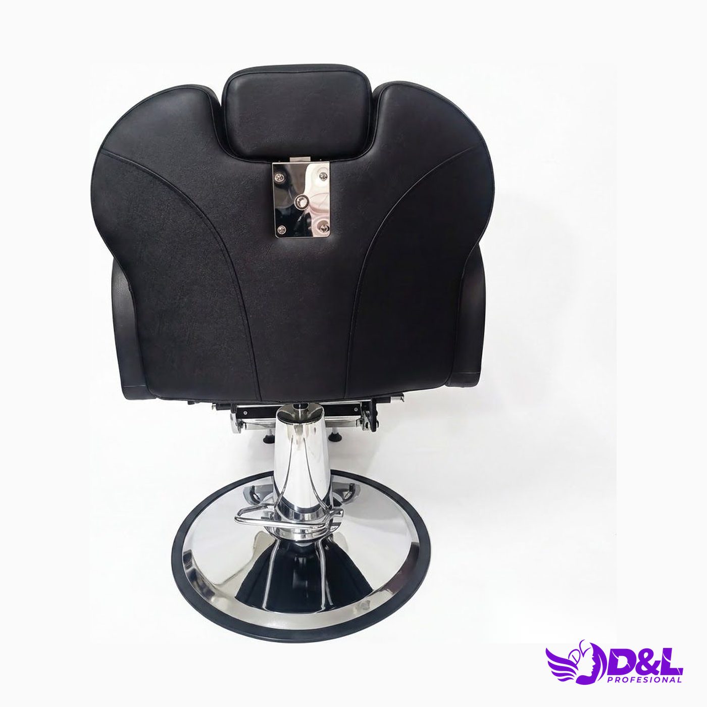 Silla de Corte y Maquillaje Negra con Posapié Metálico Rígido 4