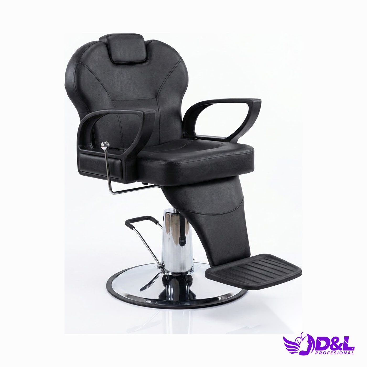 Sillón de Barbería BX-31206B Base Plateada, Color Negro