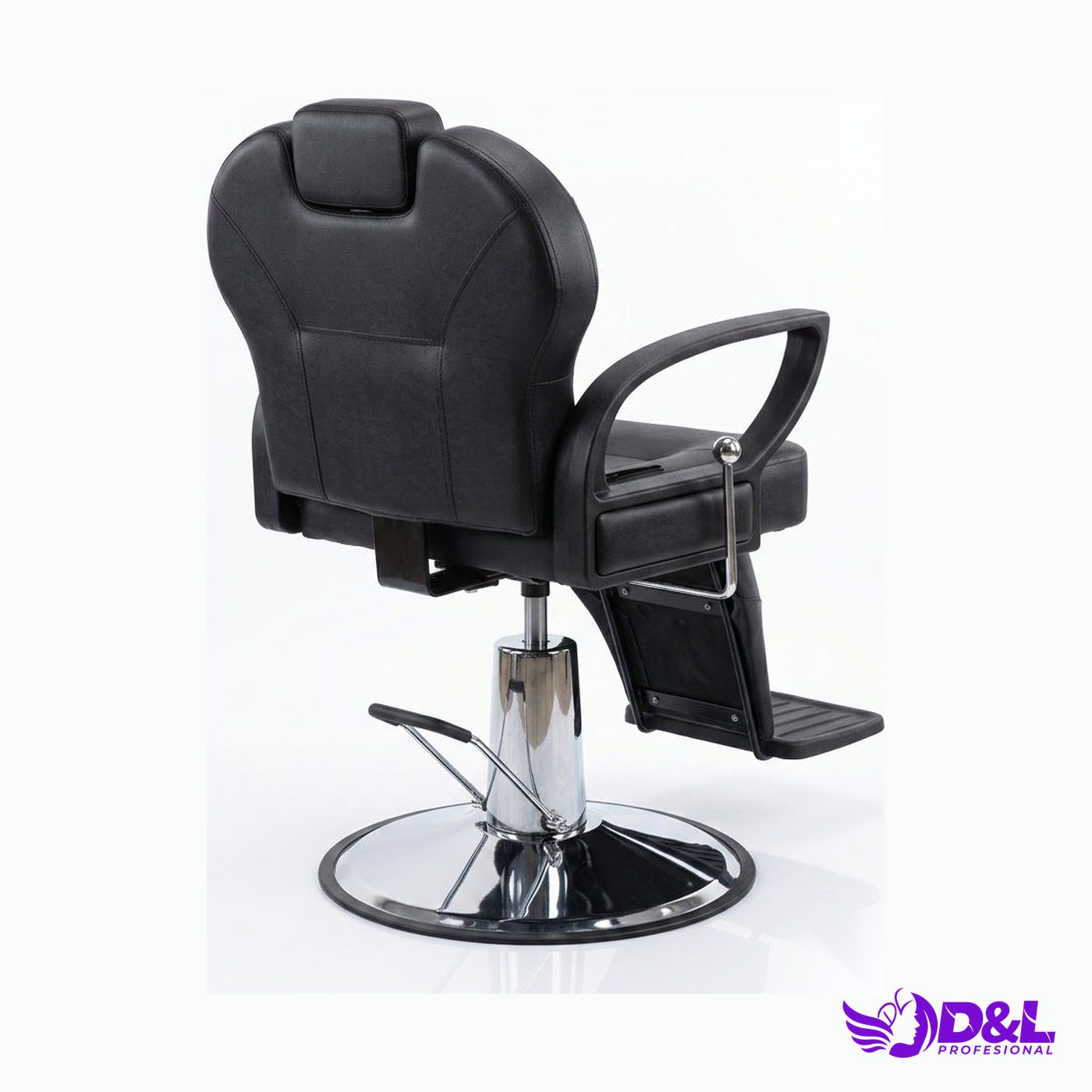 Sillón de Barbería BX-31206B Base Plateada, Color Negro 2
