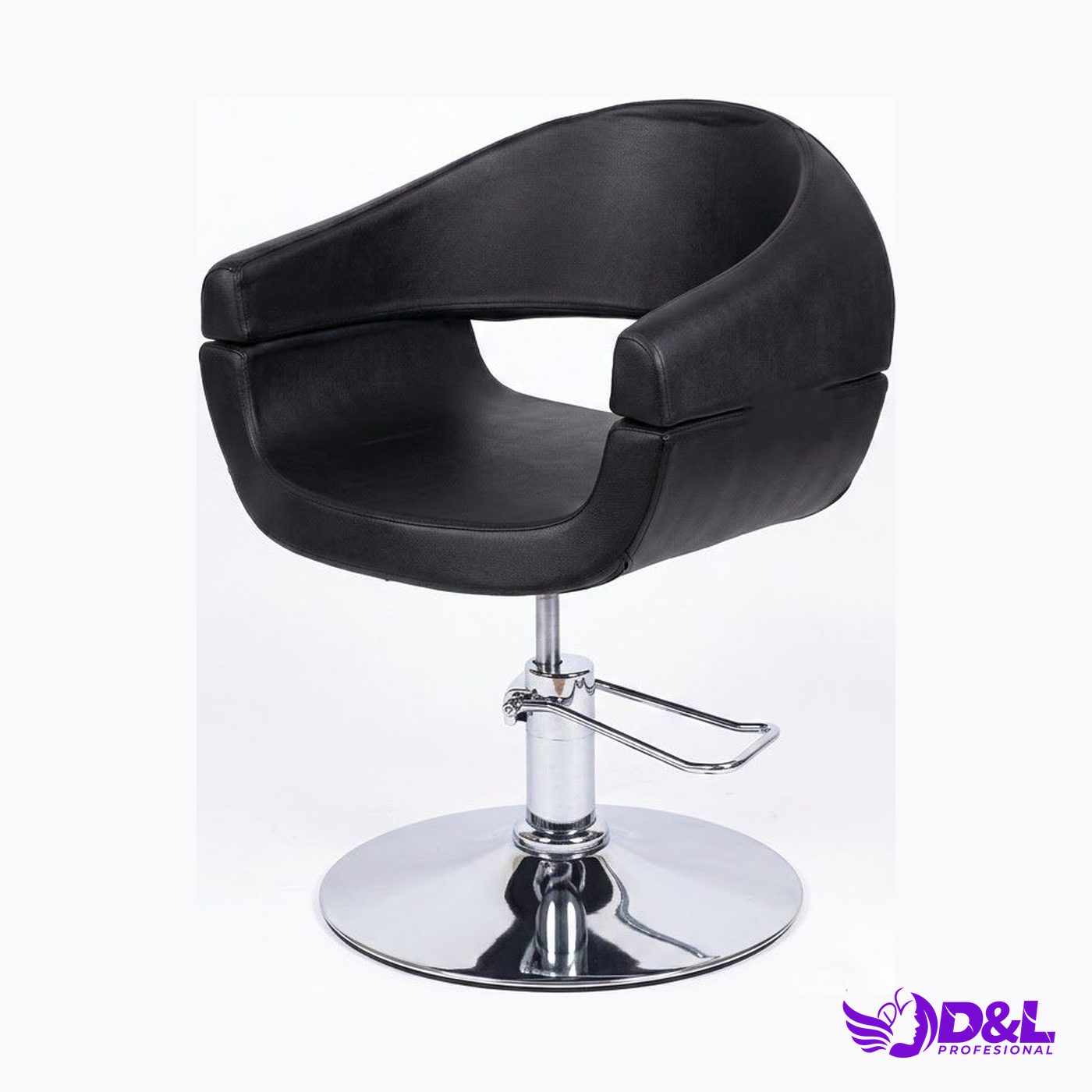 Sillón de Peluquería Giratorio Negro Contemporáneo